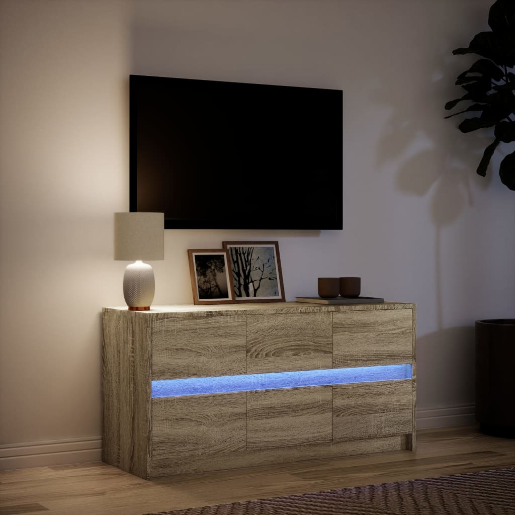 Meuble TV avec LED chêne sonoma 100x34x50 cm bois d'ingénierie