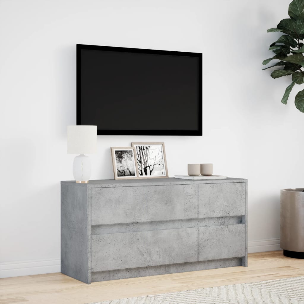 Meuble TV avec LED gris béton 100x34x50 cm bois d'ingénierie