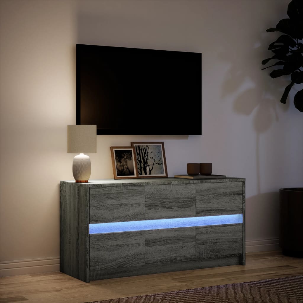 Meuble TV avec LED sonoma gris 100x34x50 cm bois d'ingénierie