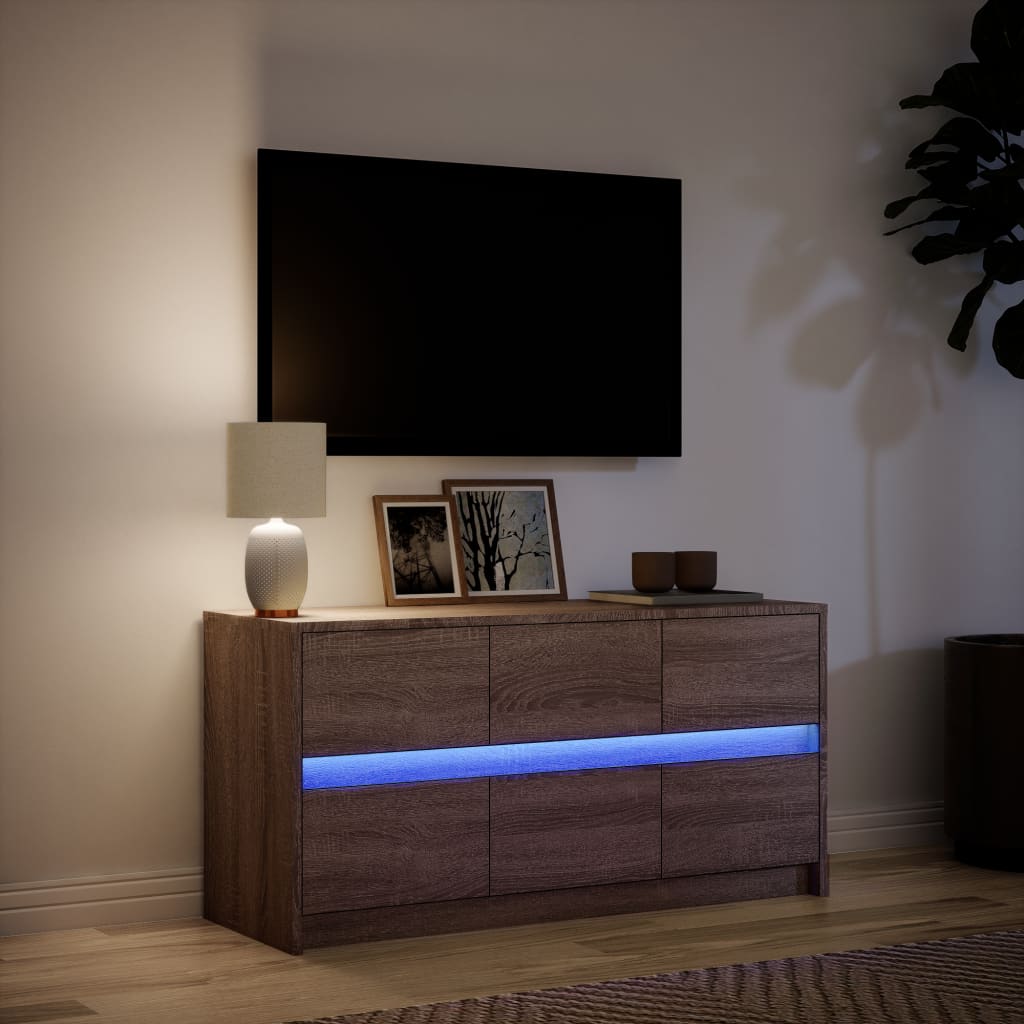 Meuble TV avec LED chêne marron 100x34x50 cm bois d'ingénierie