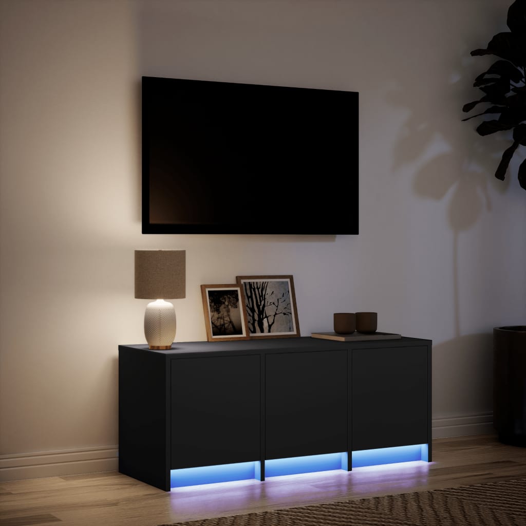 Meuble TV avec LED noir 97x34x40 cm bois d'ingénierie