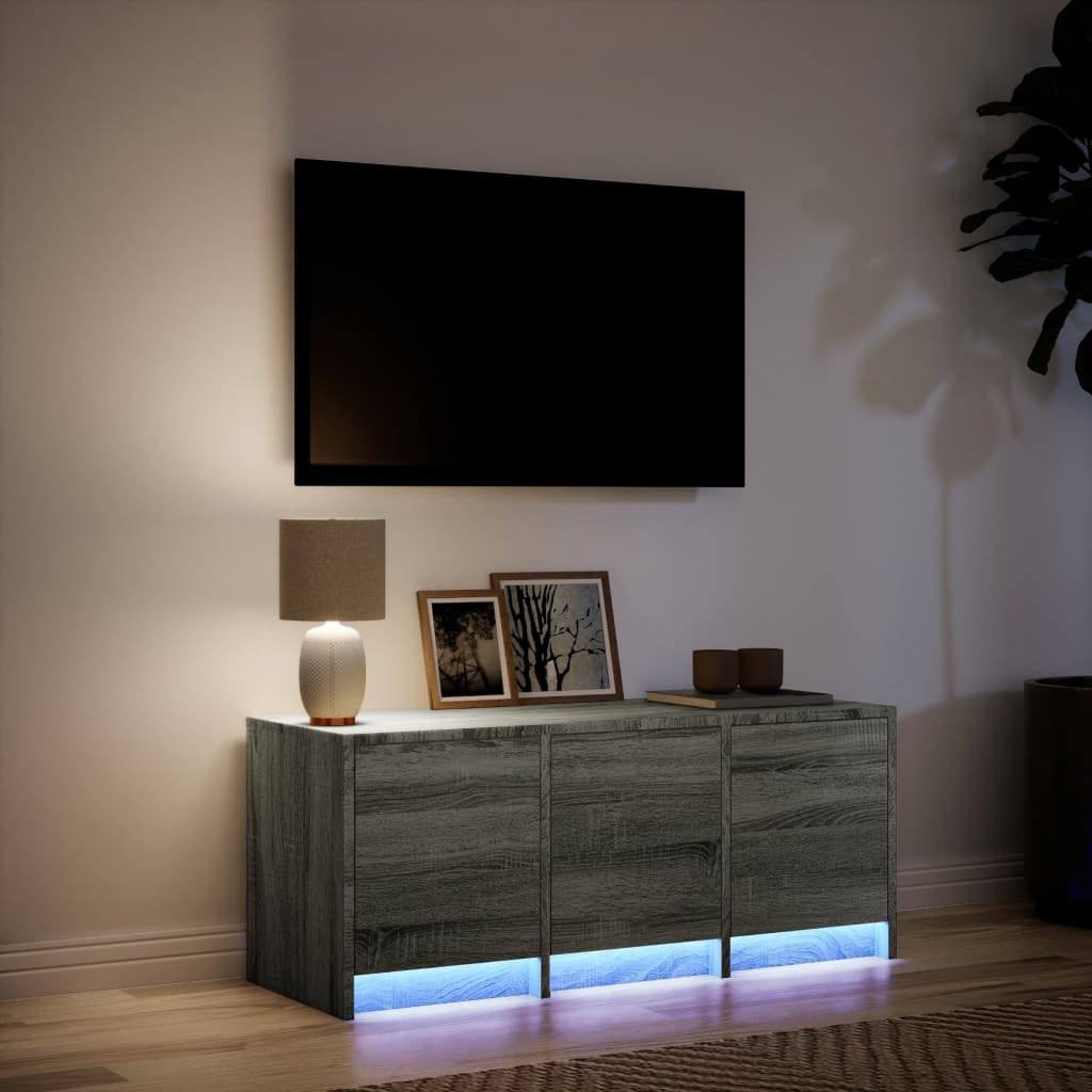 Meuble TV avec LED sonoma gris 97x34x40 cm bois d'ingénierie