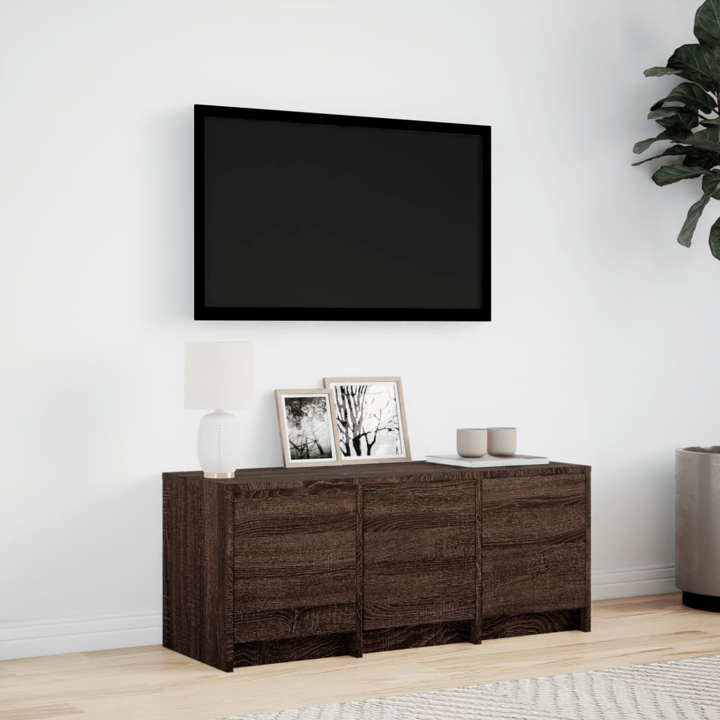 Meuble TV avec LED chêne marron 97x34x40 cm bois d'ingénierie