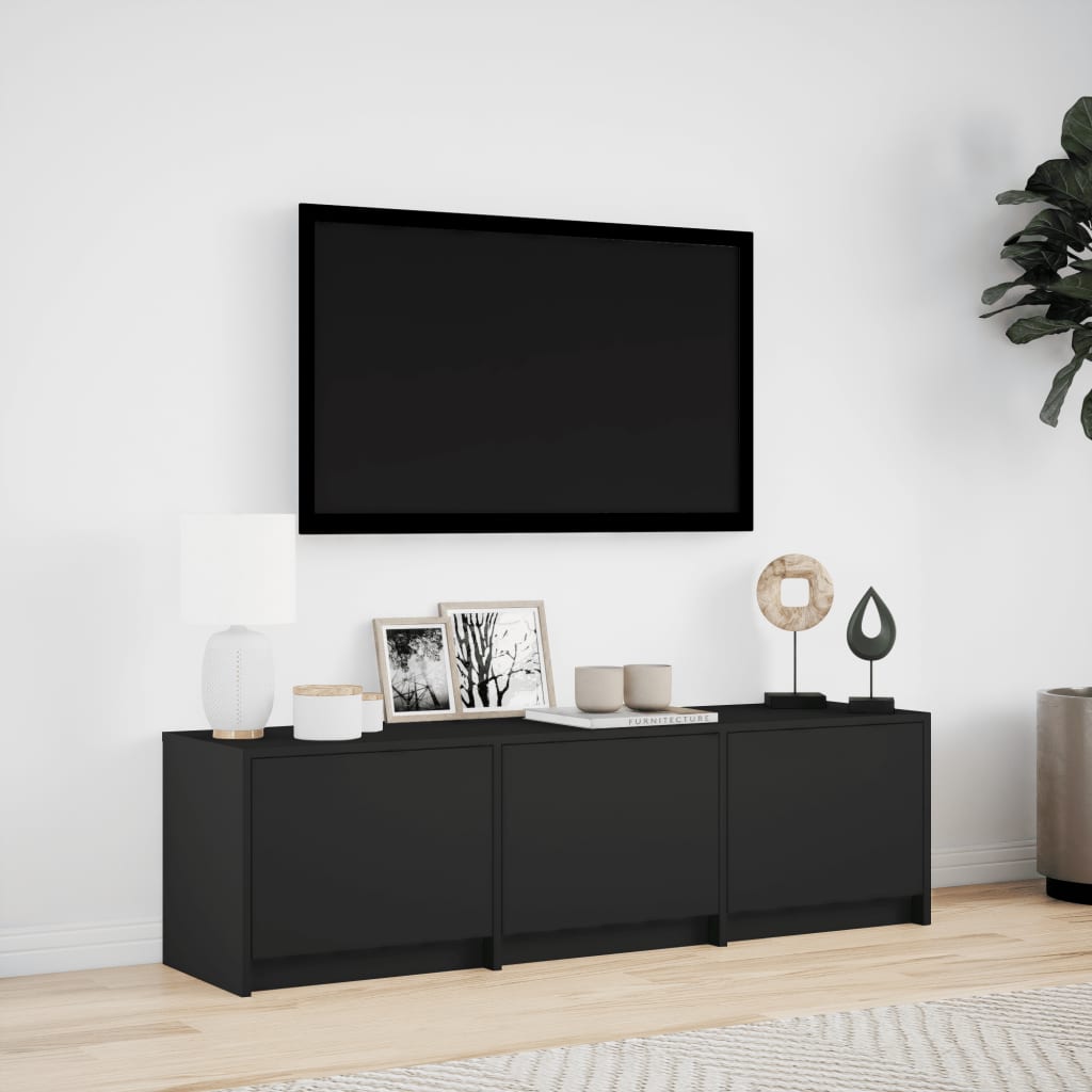 Meuble TV avec LED noir 140x34x40 cm bois d'ingénierie