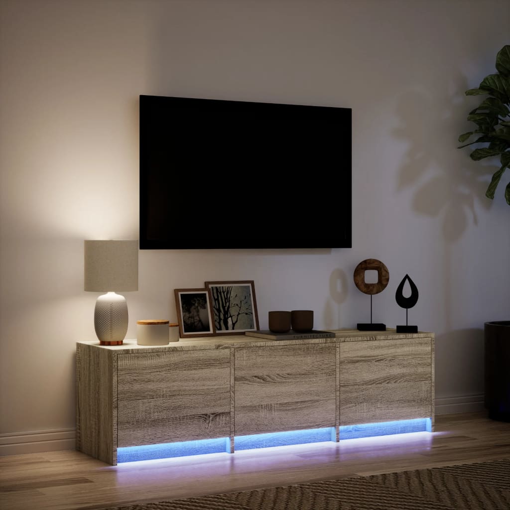 Meuble TV avec LED chêne sonoma 140x34x40 cm bois d'ingénierie