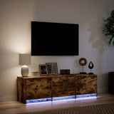 Meuble TV avec LED chêne fumé 140x34x40 cm bois d'ingénierie