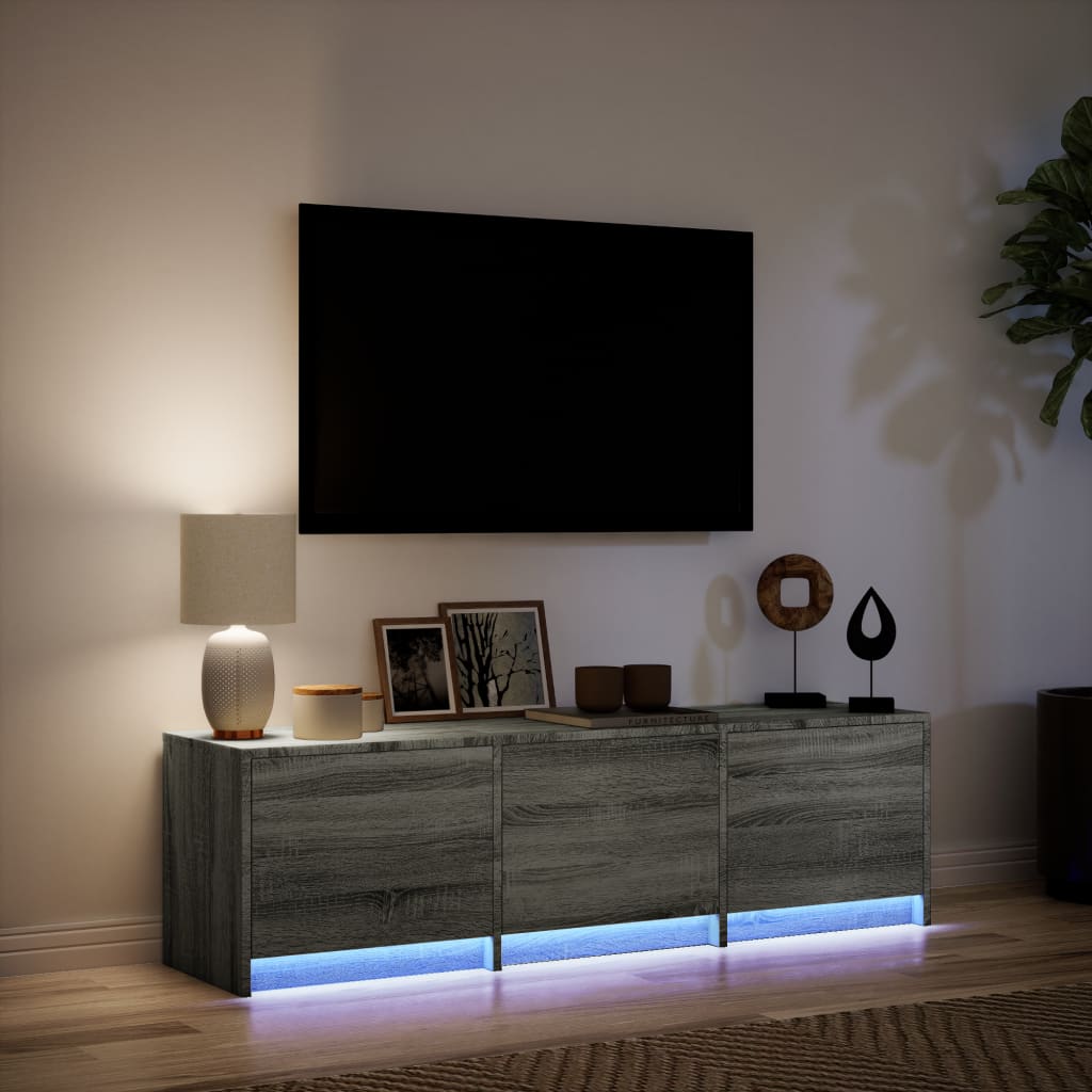 Meuble TV avec LED sonoma gris 140x34x40 cm bois d'ingénierie