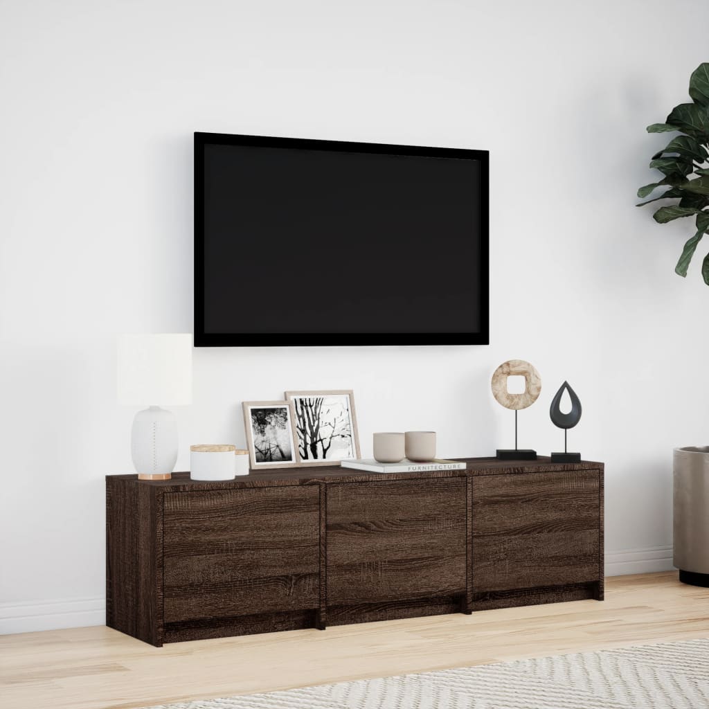 Meuble TV avec LED chêne marron 140x34x40 cm bois d'ingénierie