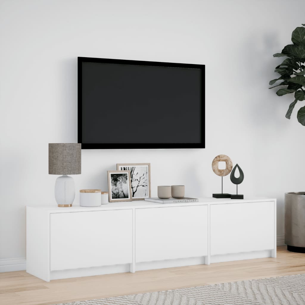 Meuble TV avec LED blanc 165x34x40 cm bois d'ingénierie