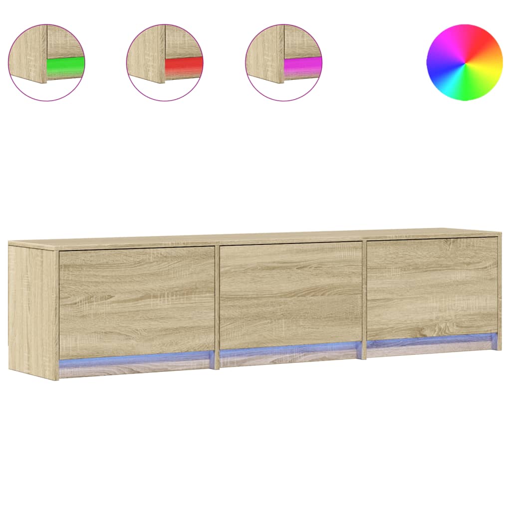 Meuble TV avec LED chêne sonoma 165x34x40 cm bois d'ingénierie