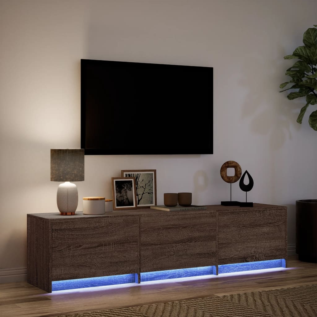 Meuble TV avec LED chêne marron 165x34x40 cm bois d'ingénierie