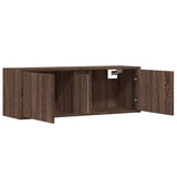 Wall mounted TV cabinet with LED lights brown oak 100x31x35 cm