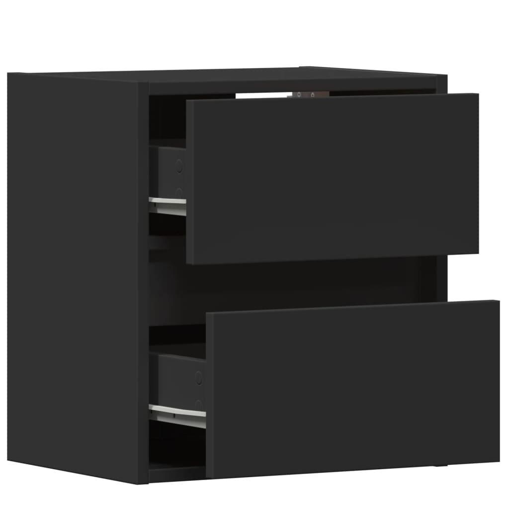 Meubles TV muraux avec lumières LED 2 pcs noir 41x31x45 cm