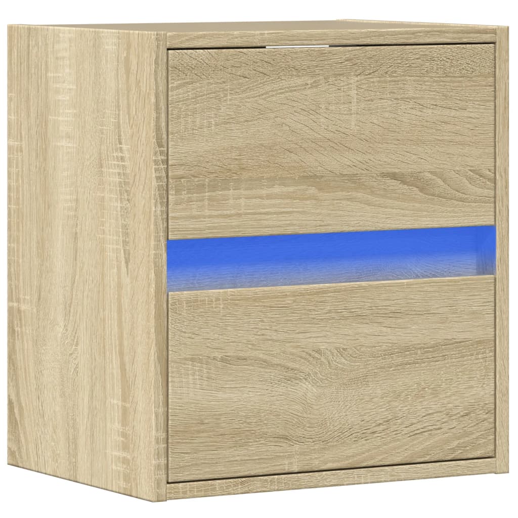 Wall mounted TV cabinet with LED lights sonoma oak 41x31x45 cm