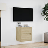 Wall mounted TV cabinet with LED lights sonoma oak 41x31x45 cm