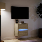 Wall mounted TV cabinet with LED lights sonoma oak 41x31x45 cm