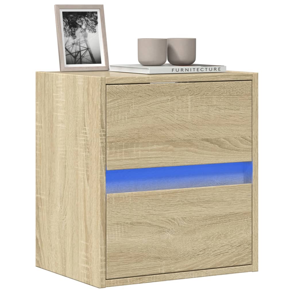 Wall mounted TV cabinet with LED lights sonoma oak 41x31x45 cm