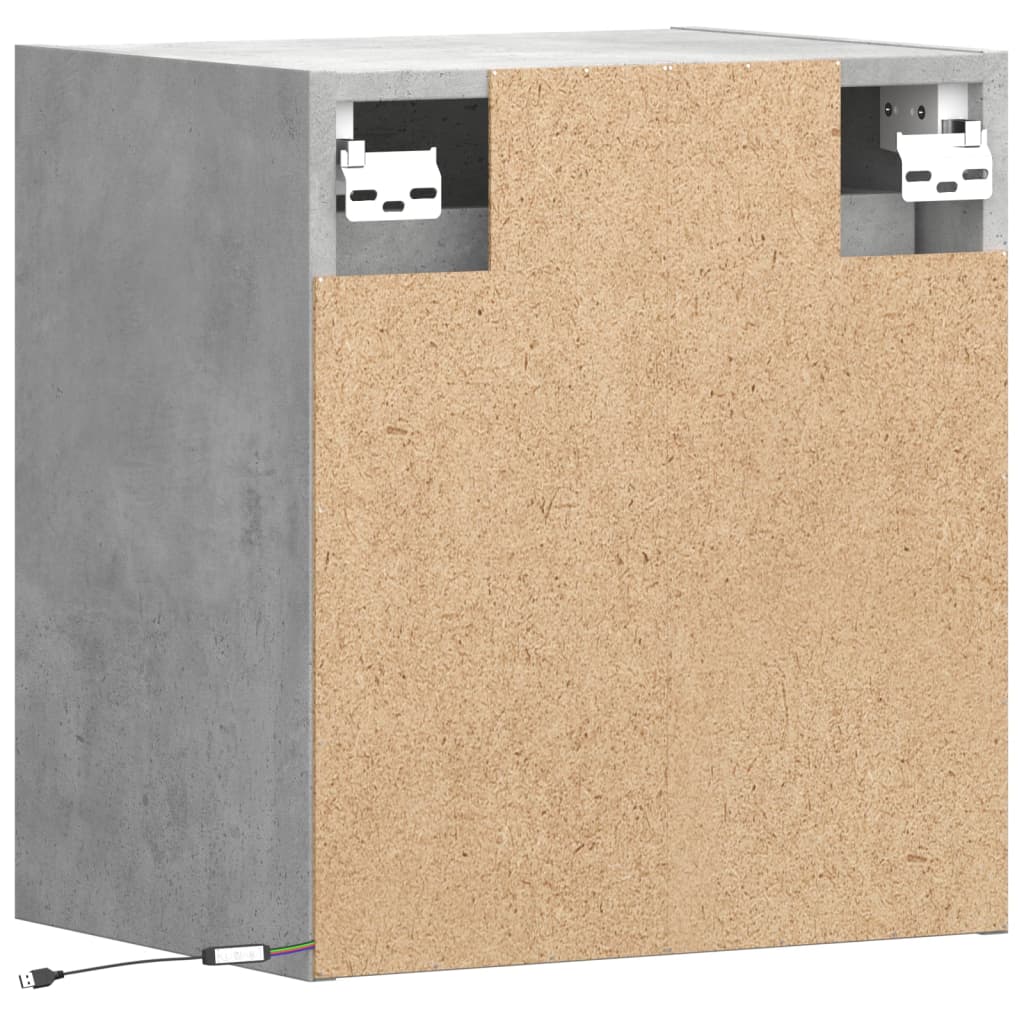 Meubles TV muraux et lumières LED 2 pcs gris béton 41x31x45 cm