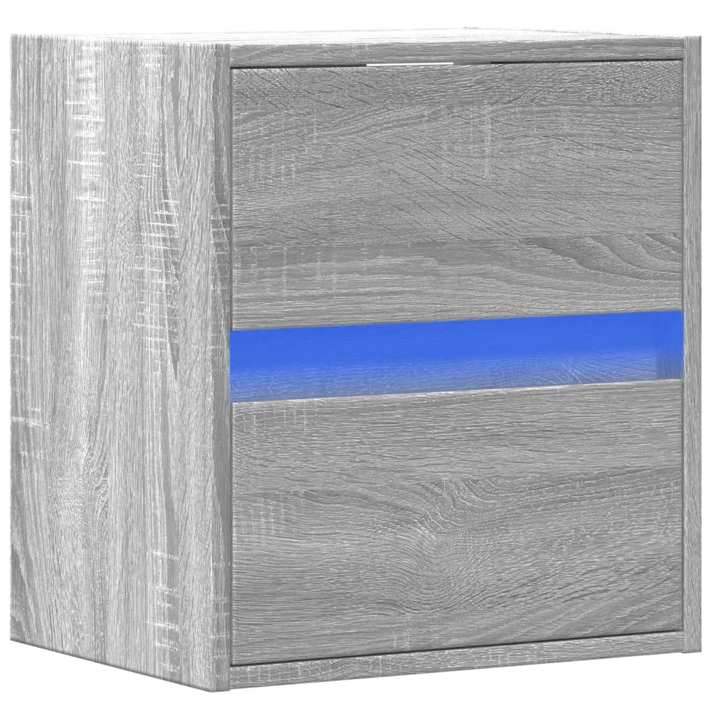 Wall mounted TV cabinet with LED lights sonoma gray 41x31x45 cm