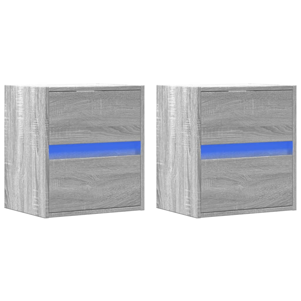 Meubles TV muraux et lumières LED 2 pcs sonoma gris 41x31x45 cm