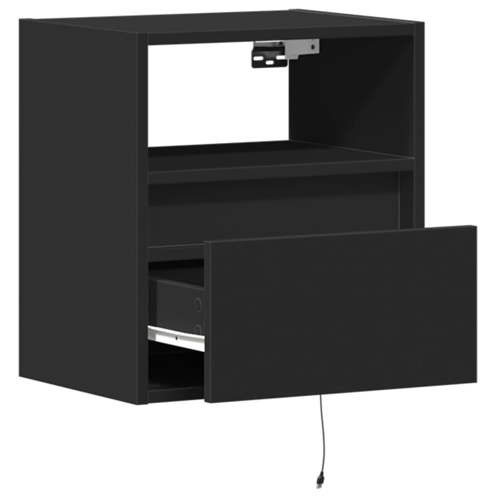 Meubles TV muraux avec lumières LED 2 pcs noir 41x31x45 cm