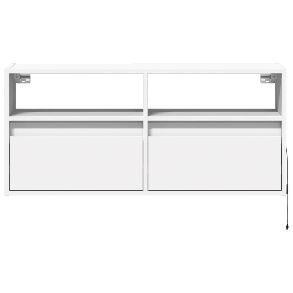 Wall mounted TV cabinet with LED lights white 100x31x45 cm