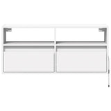 Wall mounted TV cabinet with LED lights white 100x31x45 cm