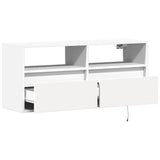 Wall mounted TV cabinet with LED lights white 100x31x45 cm