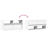 Wall mounted TV cabinet with LED lights white 100x31x45 cm