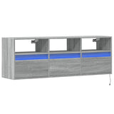 Wall mounted TV cabinet with LED lights sonoma gray 130x31x45 cm