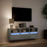 Wall mounted TV cabinet with LED lights sonoma gray 130x31x45 cm