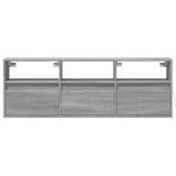 Wall mounted TV cabinet with LED lights sonoma gray 130x31x45 cm