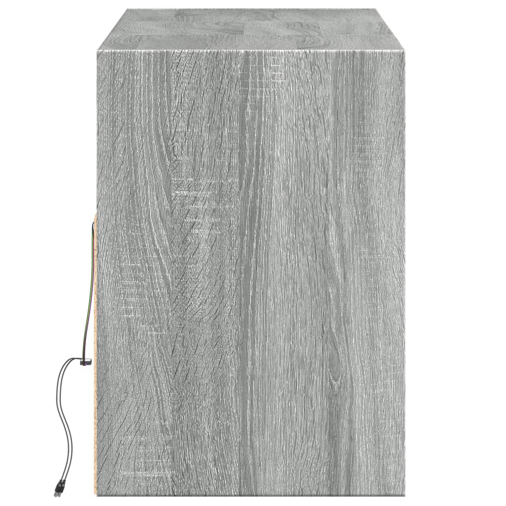 Wall mounted TV cabinet with LED lights sonoma gray 130x31x45 cm