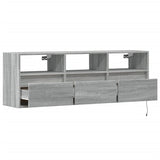 Wall mounted TV cabinet with LED lights sonoma gray 130x31x45 cm