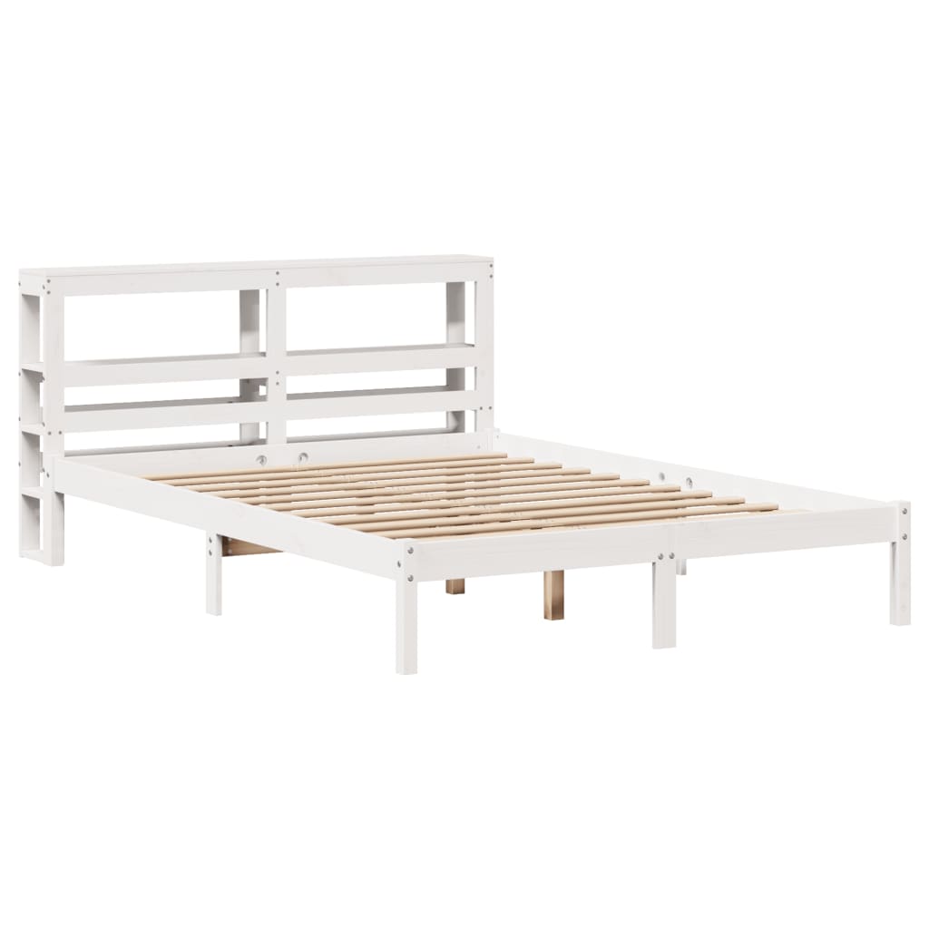 Cadre de lit sans matelas blanc 135x190 cm bois de pin massif