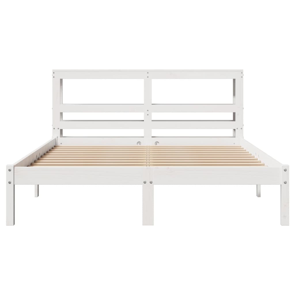 Cadre de lit sans matelas blanc 135x190 cm bois de pin massif