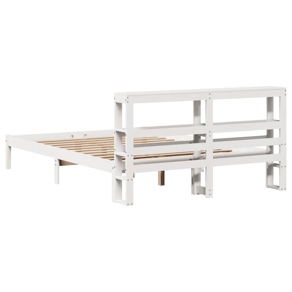 Cadre de lit sans matelas blanc 135x190 cm bois de pin massif