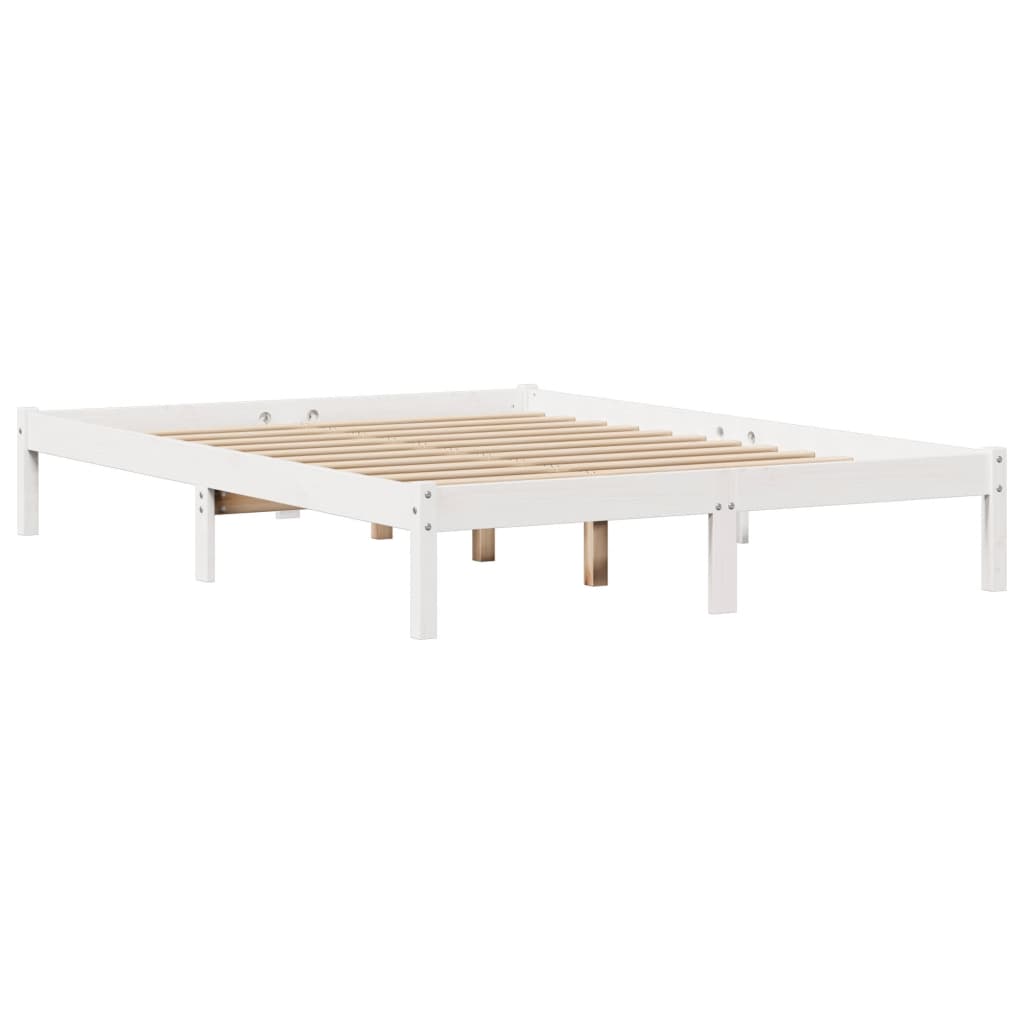 Cadre de lit sans matelas blanc 135x190 cm bois de pin massif