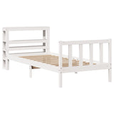 Cadre de lit sans matelas blanc 75x190 cm bois de pin massif