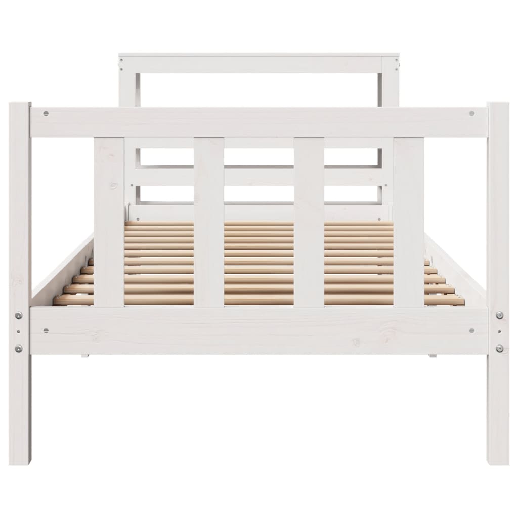 Cadre de lit sans matelas blanc 75x190 cm bois de pin massif