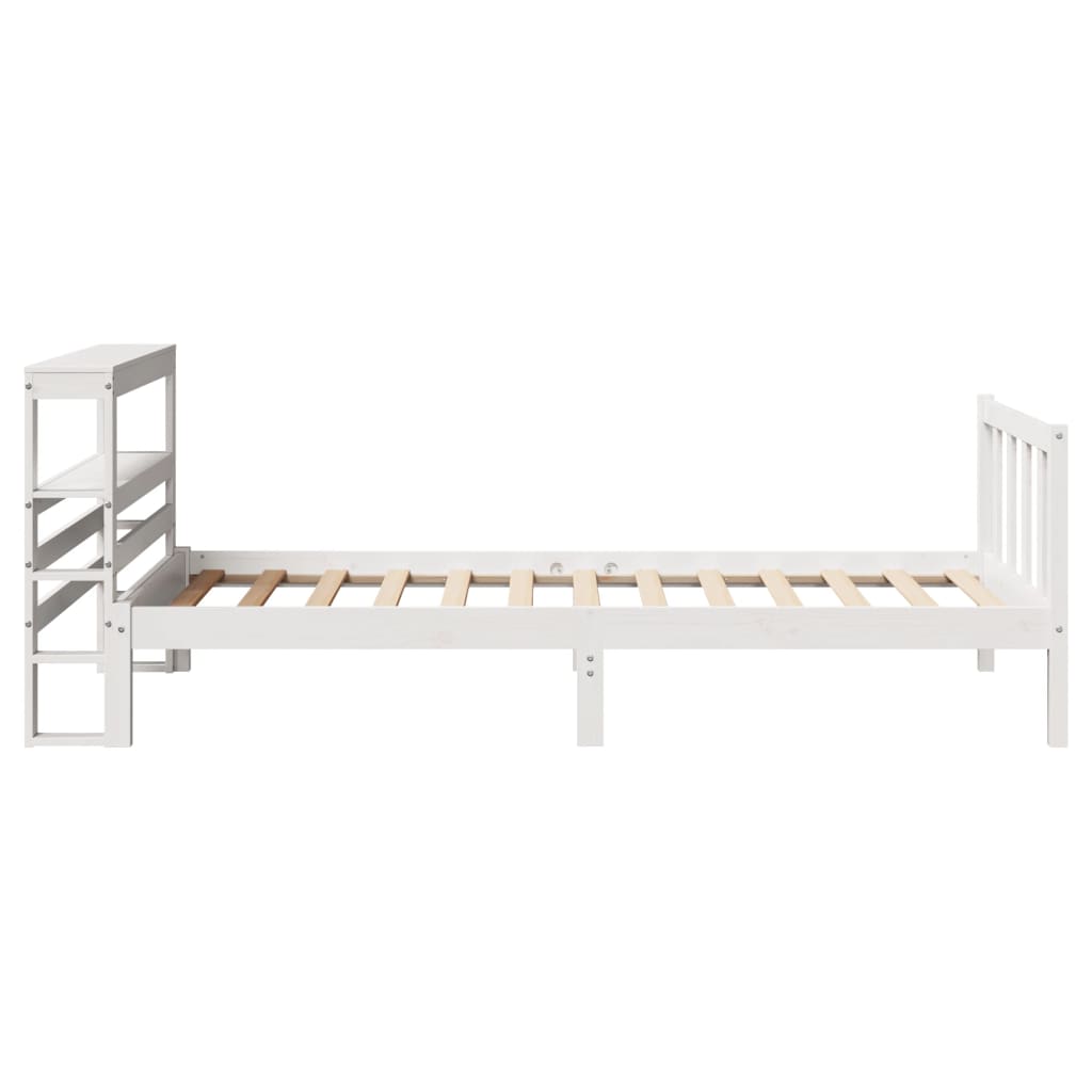 Cadre de lit sans matelas blanc 75x190 cm bois de pin massif