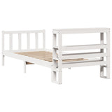 Cadre de lit sans matelas blanc 75x190 cm bois de pin massif