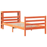 Bed frame without mattress brown wax 90x200 cm solid pine wood