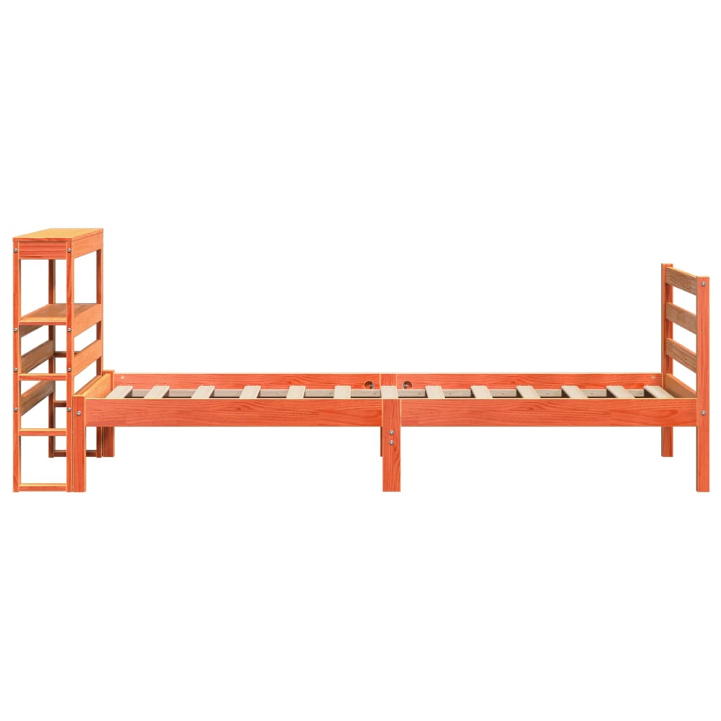 Bed frame without mattress brown wax 90x200 cm solid pine wood