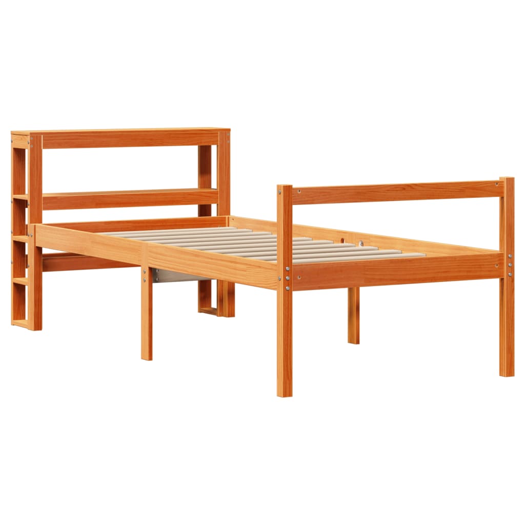 Cadre de lit avec tête de lit sans matelas cire marron 90x190cm