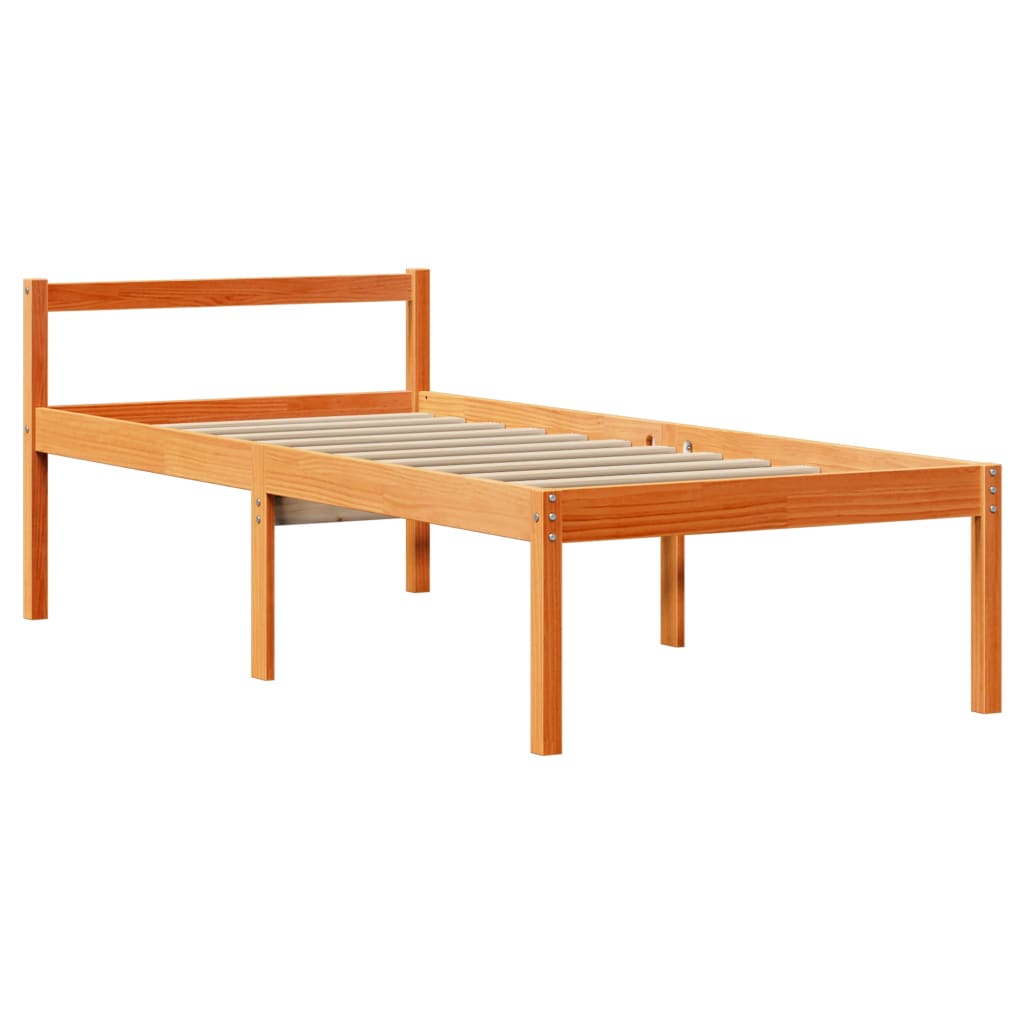 Cadre de lit avec tête de lit sans matelas cire marron 90x190cm