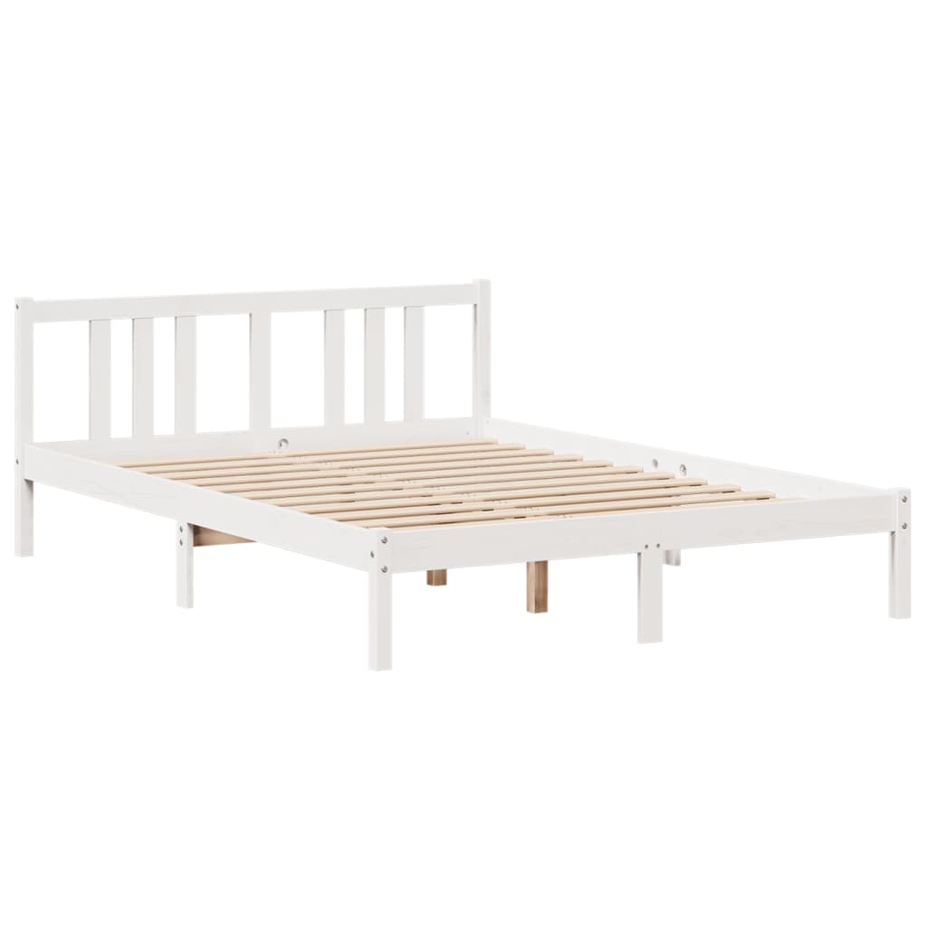 Cadre de lit avec tête de lit sans matelas blanc 140x190 cm