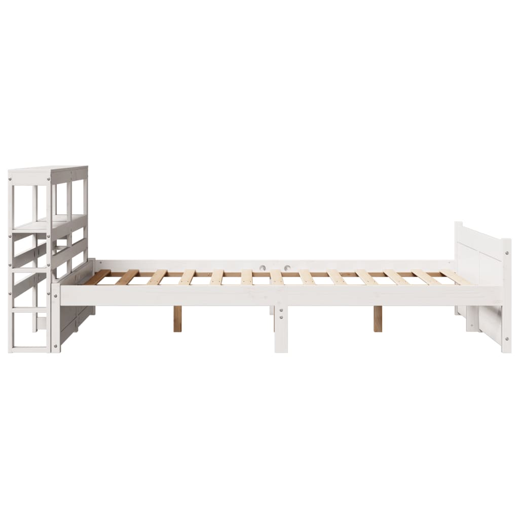 Cadre de lit avec tête de lit sans matelas blanc 140x190 cm