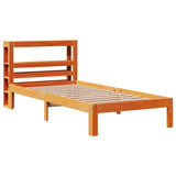 Cadre de lit sans matelas cire marron 75x190 cm bois pin massif