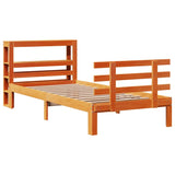 Cadre de lit avec tête de lit sans matelas cire marron 75x190cm